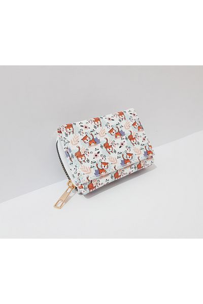renkli çiçekler Детски портфейл 11x8 см Детски портфейл с шарка на малка котка