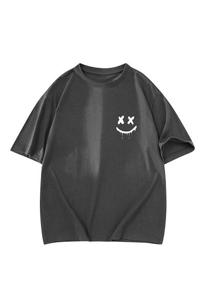 MOONBULL Μπλουζάκι Unisex Oversize με στάμπα με χαμογελαστό πρόσωπο