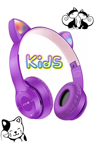 RUGGED Bluetooth Kedi Kulaklık Aux Girişli Hafıza Kartlı Kulak Üstü Bluetooth...