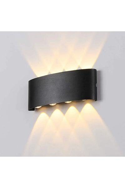 Cata 15W Two Way Black Led Wall Sconce - Daylight 3000K - IP44 - CT-8013G