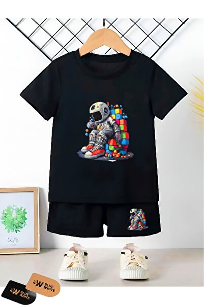FRİENDS KİDS Παιδικά Astronaut Blocks Σετ σορτς-φούτερ με στάμπα