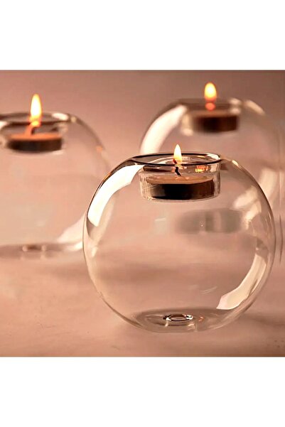 Genel Markalar Şeffaf Cam Küre Mumluk - Tealight Mumluk
