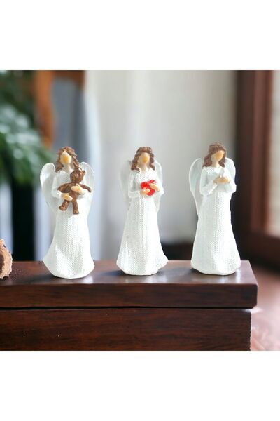 Derendekor üçlü melek biblo beyaz