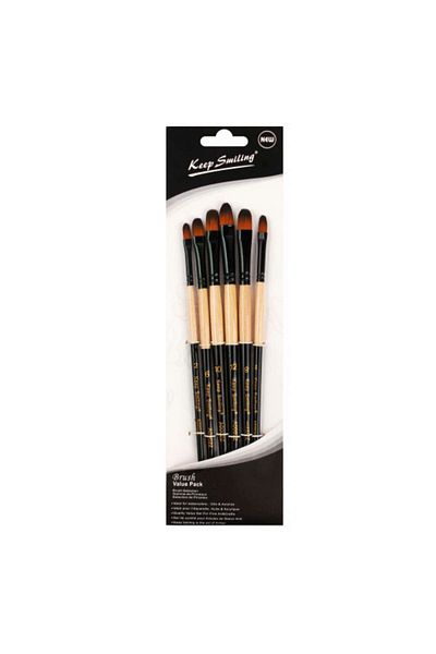 hobi market art Set de 6 perii sintetice pentru limbă de pisică Keep Smiling