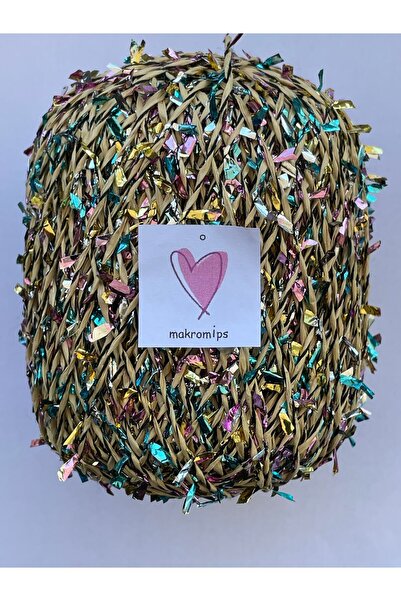 Makromİps Premıum Metalik Confeti Kâğıt Rafya Ip(50gr/m+-5)Simli Parlak Abiye Polyester Çanta Şapka Örgü ipi