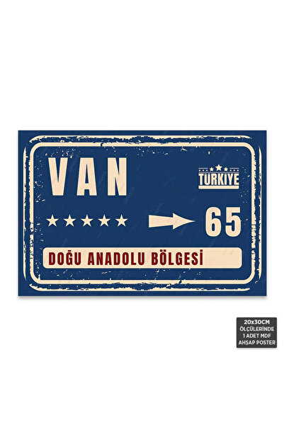 Hayal Poster PT1162 - Van Şehir Tabelası Retro Mdf Ahşap Poster (20x30cm)