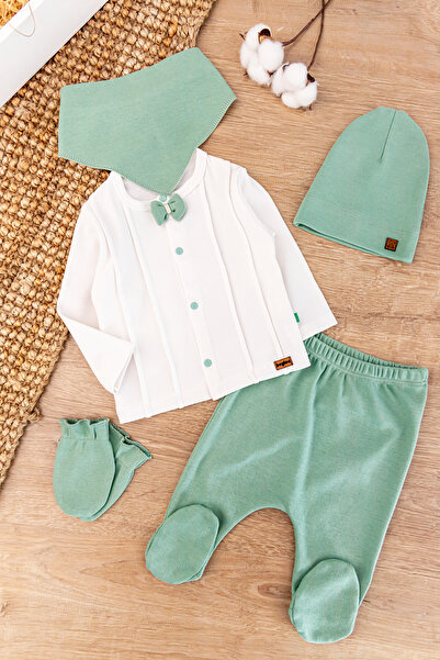 Babymod Papyonlu Pamuklu 5 Parça Erkek Bebek Hastane Çıkışı Bebek Takımı