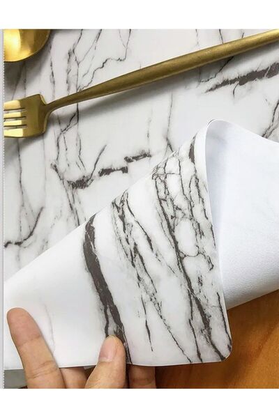 Blue Home بولي كلوريد الفينيل 05 مفرش طاولة منقوش بالرخام بسمك 1.2 مم مقاوم للبقع وغير قابل للانزلاق وقابل للمسح