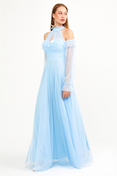 BK BOUTİQUE Tül Uzun Abiye Elbise