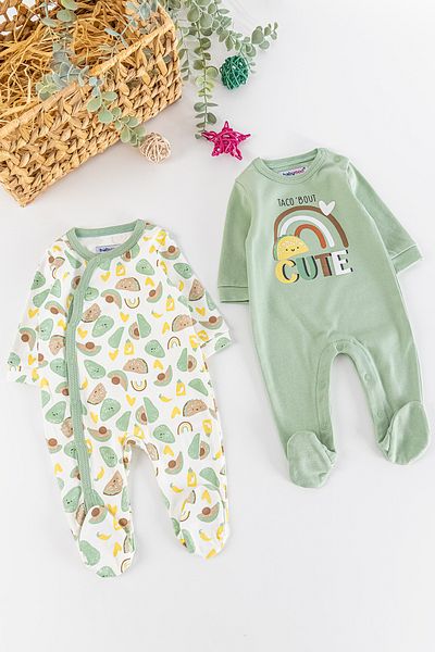 Babymod Figured Long Sleeve 2-Piece Baby Girl Jumpsuit Set
