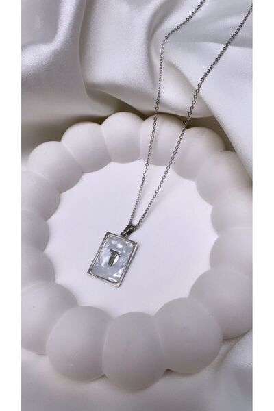 Accessories Gümüş Renk Çelik Harfli Kolye T Harfi