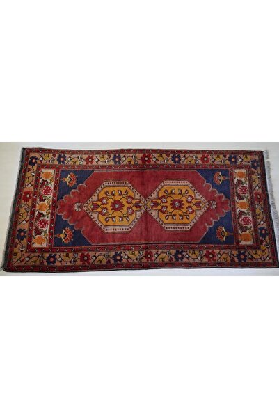DesignEv 120x255 cm Nostaljik. Büyük Boy Kırmızı ve Sarı Renkli Uşak Halısı E...