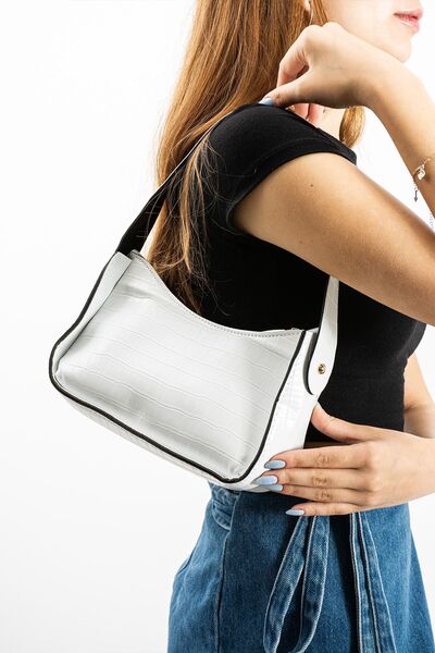 ESTUTE Kadın Kroko Desenli Baget Çanta