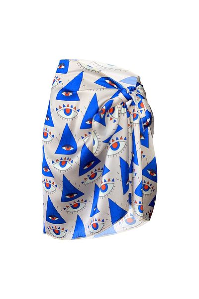 Bolder Sakura Blue Pyramid Eyes Satin Sheer Pareo (147*55)