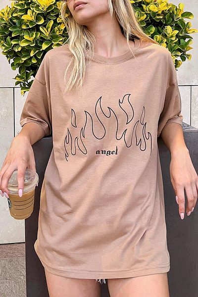 Swist Oversize Mink Angel Printed Women's T-Shirt