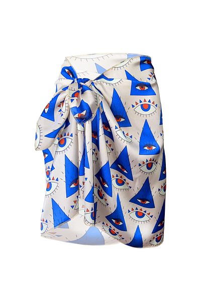 Bolder Sakura Blue Pyramid Eyes Satin Sheer Pareo (147*55)