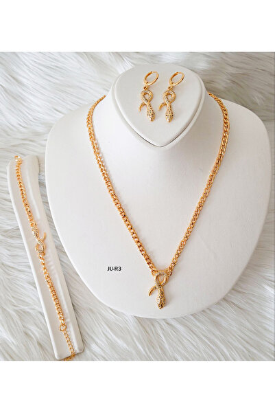 Çelik Renk Atmaz Çelik, Zincir Sinek Tasarımlı Takımı ( Küpe, Kolye, Bileklik )