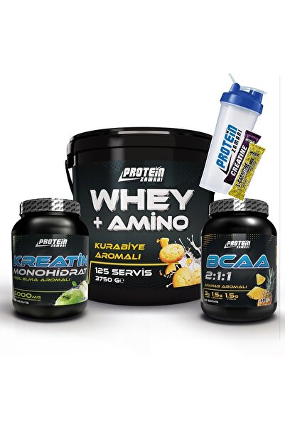 Protein Zamanı Whey Protein Tozu Kurabiye 3750 Gram Bcaa Kreatin Monohidrat Paketi