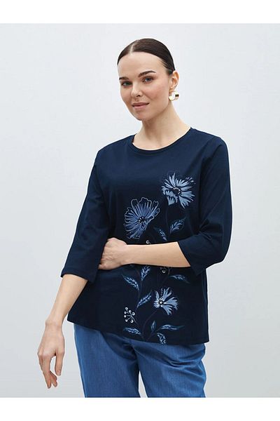 LC Waikiki Γυναικεία φλοράλ μπλούζα με λαιμόκοψη LCW Grace