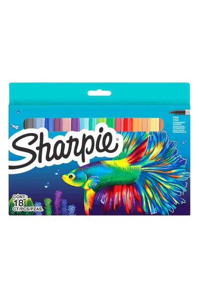 Sharpie FİNE PERMANENT MARKÖR KALEM SETİ BALIK 18 RENK 2201230 Markör Kalem