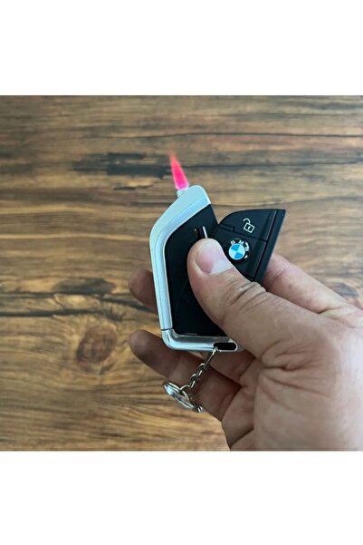 hızıroğulları Bmw Logolu Araba Kumandası Figürlü Işıklı Kırmızı Alevli Turbo Çakmak Anahtarlık M02