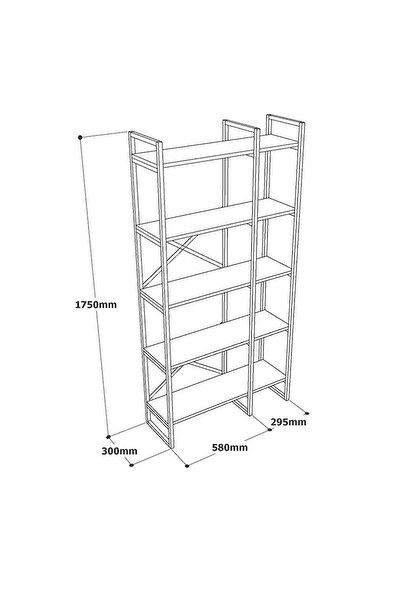 L'occi Concept Arnis Gold Metal Kitaplık 5 Raflı 2 Bölme 175cm Mermer Desen As4-ge