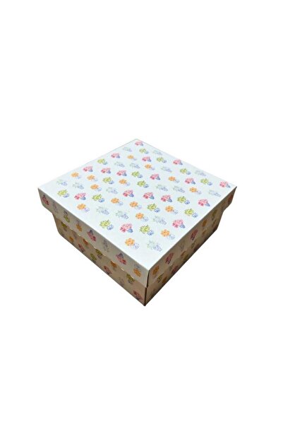 KOLİ KOLAY Vazolu Çiçek Baskılı Hediye Kutusu 17x17x9cm