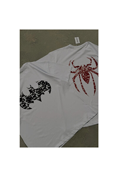 FULL TOLERANCE Batman And Spiderman öpücük model baskılı çift kombini tişört