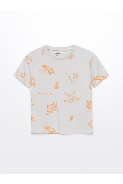 LC Waikiki Printed Short Sleeve Crew Neck T-Shirt for Baby Boy