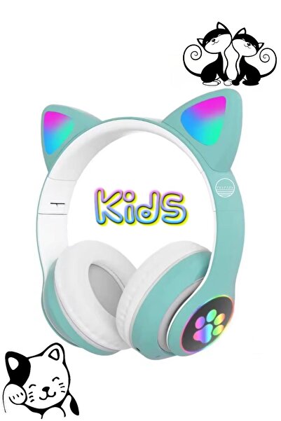 PREPARE Bluetooth Kedi Kulaklık Aux Girişli Hafıza Kartlı Kulak Üstü Bluetooth Pisi Pisi Miyav Kedi Kulaklık