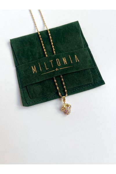 Miltonia Italian Steel Necklace - Purple Zircon Stone Grape