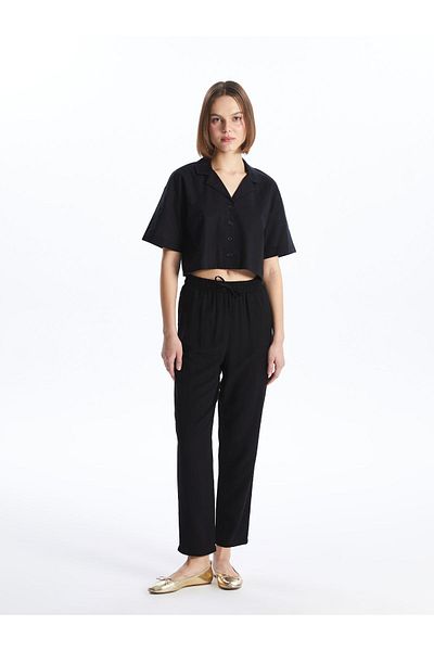 LC Waikiki Carrot Cut Plain Linen Blended Women's Trousers