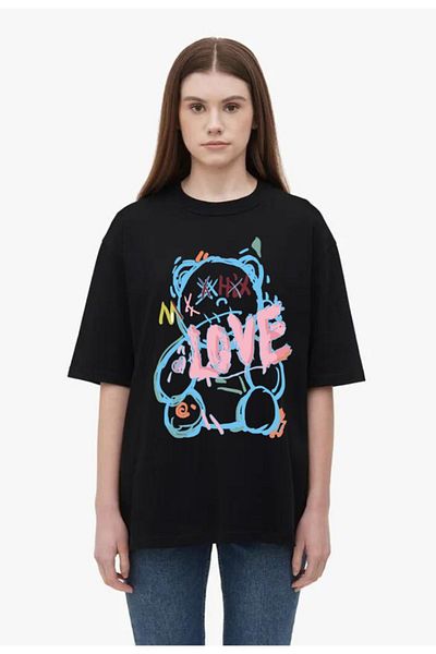 Moda Glo Tricou oversize din bumbac cu imprimeu Love Bear - Trend Fashion