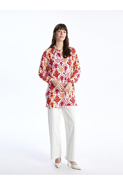LC Waikiki Жіноча туніка з довгим рукавом з візерунком Сорочка в стилі оверсайз