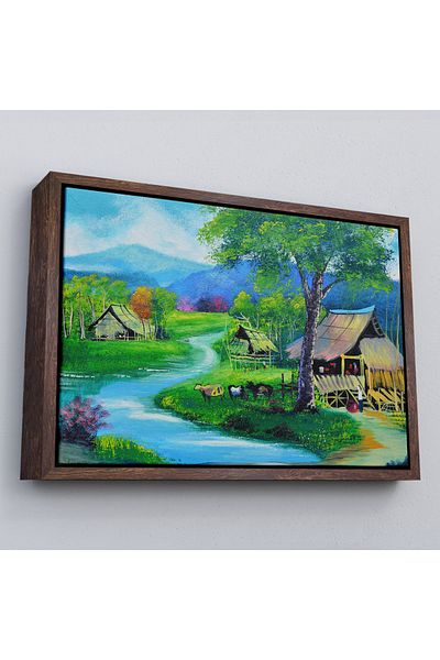 Harita Sepeti Pictură de perete în cadru Thailanda Rural Village Landscape-3478
