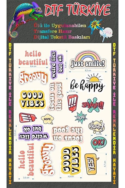 DTF BASKI Etiket Baskı-transfere Hazır -kişiye Özel Tekstil Baskı-dijital Tek...