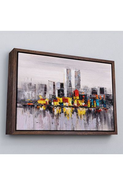 Harita Sepeti Pictură în ulei de peisajul orașului New York cu cadru Vedere pictură decorativă pe pânză-3557
