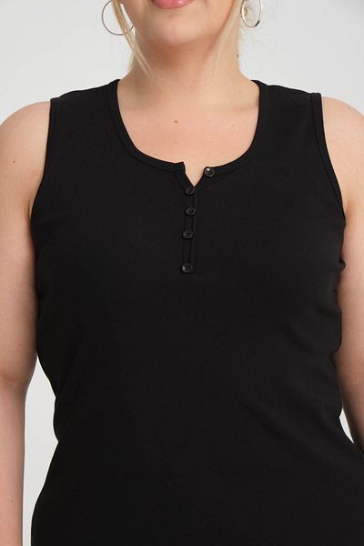 BANEGA Plus Size Black Blouse Undershirt - Thick Straps, Cotton Combed, Crew Neck