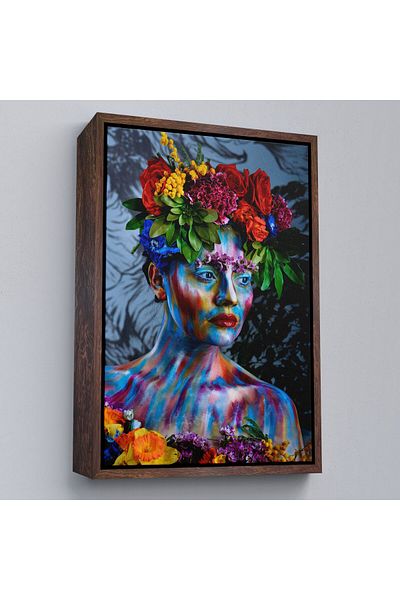 Harita Sepeti Pictură de perete pentru fată cu coroană de flori colorate în rame-5991
