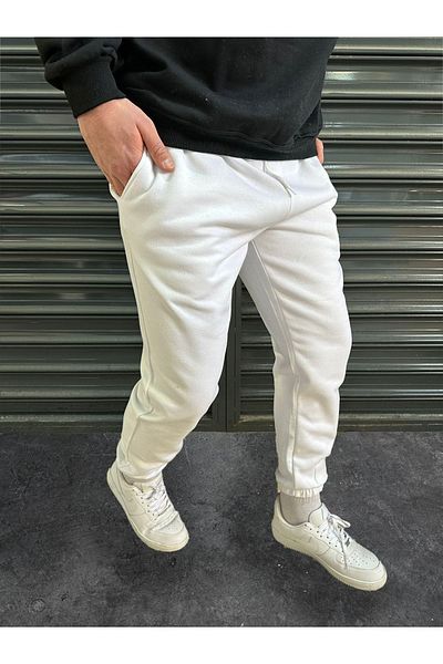 Stadium Ανδρικό παντελόνι Jogger White Oversize με ελαστικό πόδι