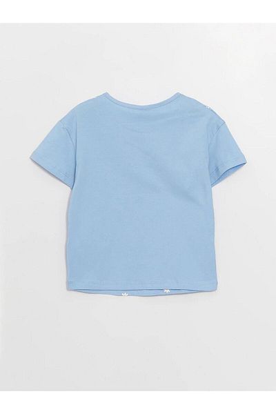 LC Waikiki Tricou pentru fetiță, cu mânecă scurtă, imprimat cu decolteu rotund pentru bebeluși LCW