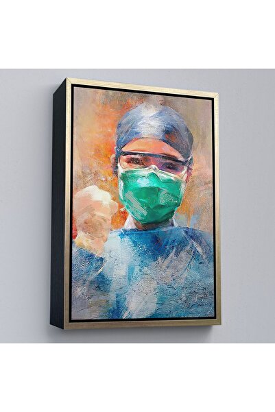 Harita Sepeti Uramljeni apstraktni portret medicinske sestre u borbi protiv C...