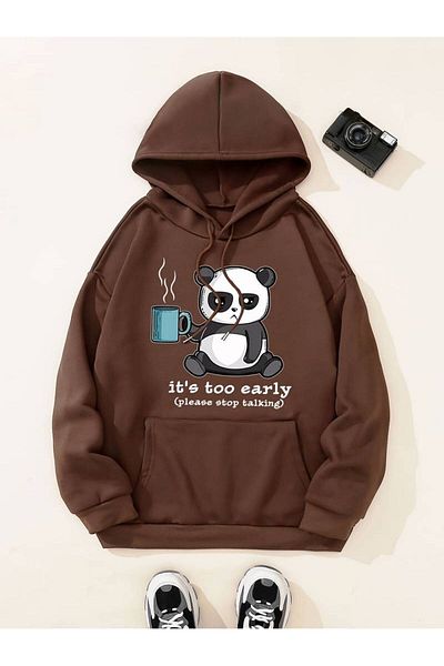 AMMA Χειμερινό φούτερ Unisex Oversize Panda με κουκούλα - 3 κλωστές