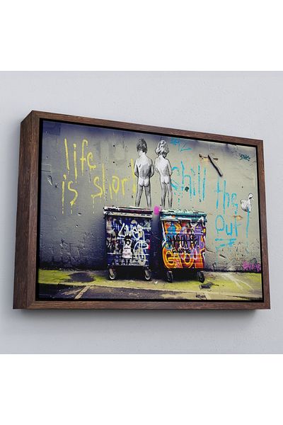 Harita Sepeti Pictură pe pânză pentru copii care lucrează la coșul de gunoi Bansky într-un cadru / Life Short-5154
