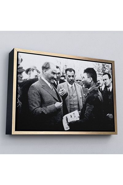 Harita Sepeti Πορτρέτο Ατατούρκ με κορνίζα Μουσταφά Κεμάλ Ατατούρκ Ορθογώνιο Διακοσμητικό Πίνακας Καμβά-145