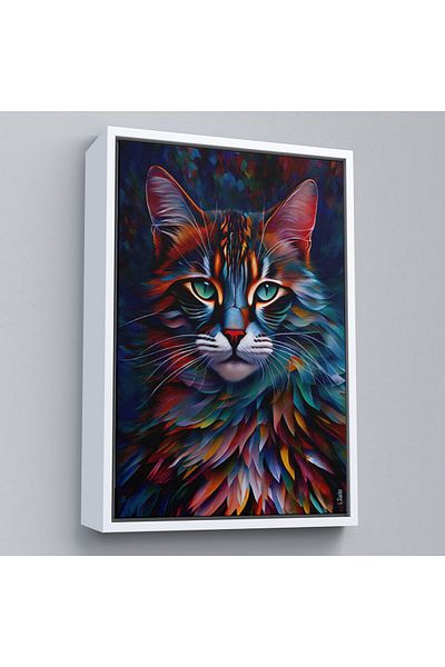 Harita Sepeti Pictură decorativă de perete cu pisică colorată și carismatică într-un cadru-6225