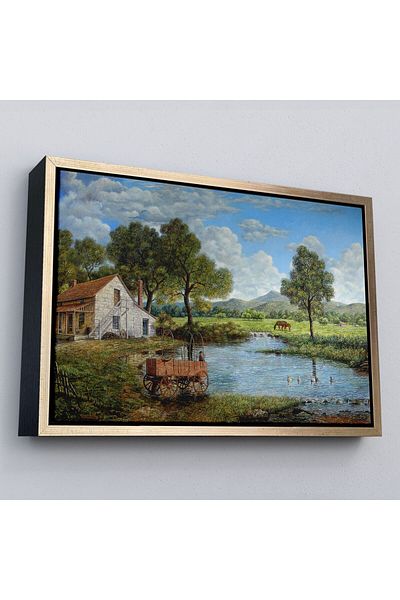 Harita Sepeti Tablou decorativ pe pânză cu cadru Village și vedere la țăruș-3425