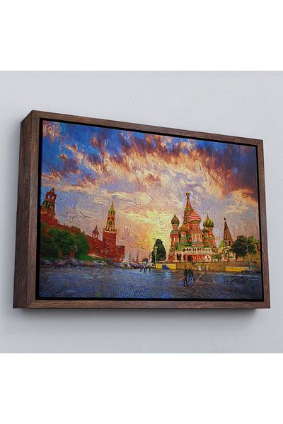 Harita Sepeti Pictură pe pânză Kremlin din Moscova și Catedrala Sfântului Vasile pe Piața Roșie într-un cadru-3696