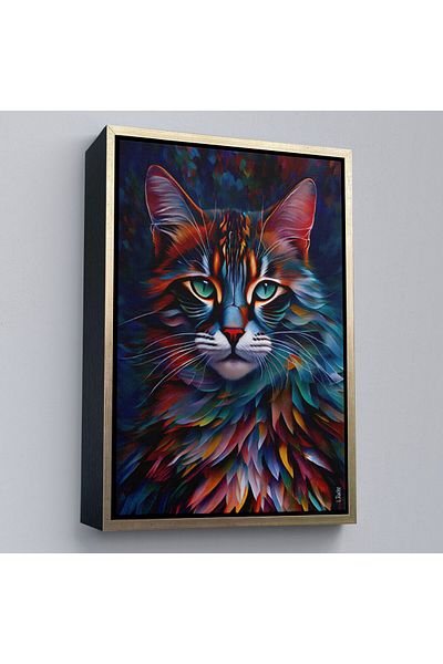 Harita Sepeti Pictură decorativă de perete cu pisică colorată și carismatică într-un cadru-6225