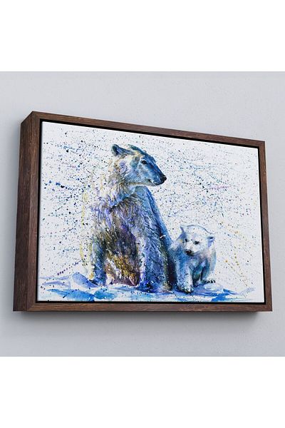 Harita Sepeti Pictură decorativă pe pânză urs polar și cățeluș în cadru-1139